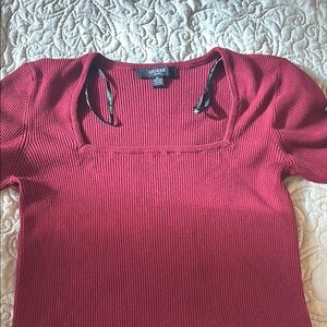 GUESS Women's Red Ribbed Top